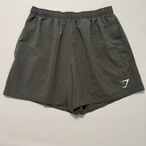Gymshark Men's Green / Gray Athletic Shorts L Regular Fit Mesh Drawstring